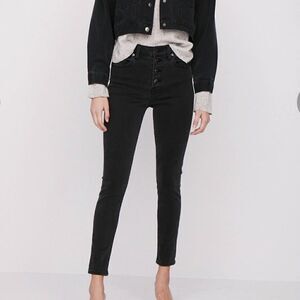 Pistola Button Front Aline High Rise Skinny